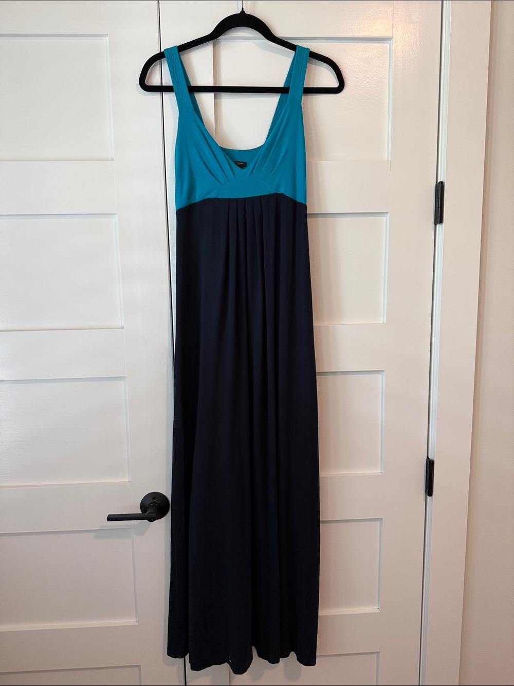 Ann Taylor Teal and Navy Sleeveless Maxi Dress
